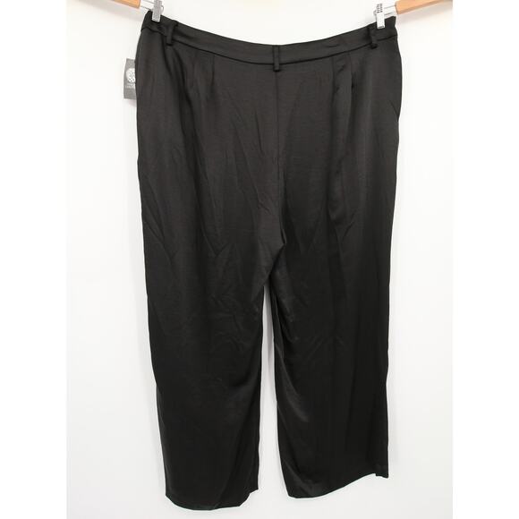 Vince Camuto Pants Black Wide Leg Front Pleat Satin Trouser Workwear Casual 22W - Picture 14 of 14